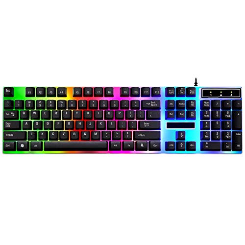 Image of Keyboard Led Backlit Multimedia Ergonomic 104 Keys Usb Gaming Wired Keyboard and Mouse Combo Illuminated Keyboard Mouse Set