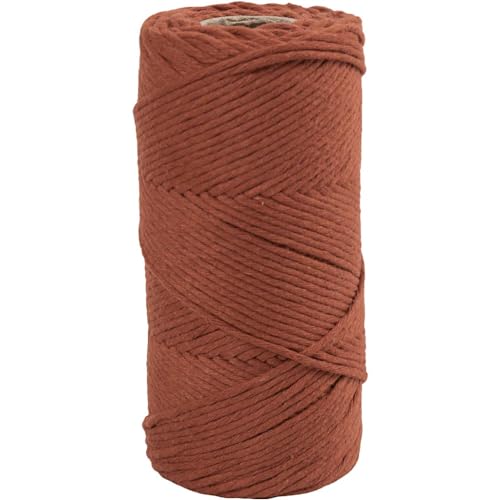 Cordon macramé Creotime 2mm rouille 198m, bobine fil coton pour tissage manuel et bricolage