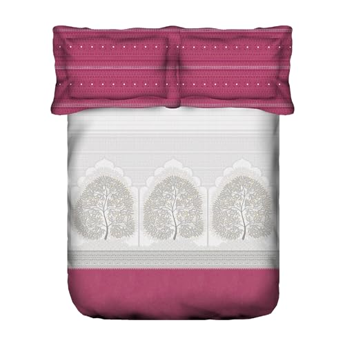 Image of MYTRIDENT Sanskriti Cotton Bedsheet for Double Bed, Gifting Collection King Size - Gond Art Pink
