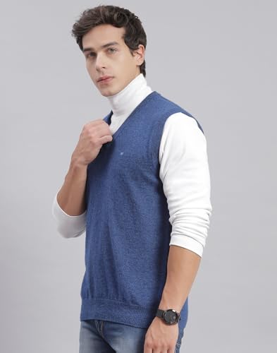 Image of Monte Carlo Off White Solid V Neck Sweater | Warm Woolen Pullover for Men | Soft Comfortable Knitted Winter Wear Sweater for Men's