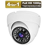 Amtronics Dome Security camera, 2.0MP 1080P 4 in1 (TVI, AHD, CVI, CVBS) surveillance camera, 3.6mm Day/Night 65ft IR Distance Indoor&Outdoor