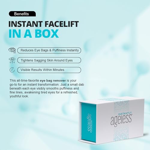 Instantly Ageless Skin Care Trio Bundle – Instant Face Lift Cream 25-Vial, Beauty Face Moisturizer with Collagen & Vitamin E, Anti Aging Exfoliator Facial Scrub – Eye Bag Remover for Mature Skin Care