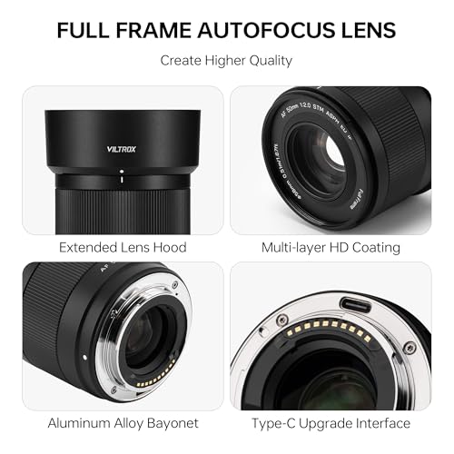 Image of VILTROX AF 50mm F2.0 Air E Lens for Sony E Mount, F /2.0 Large Aperture Wide Angle Auto Fucus Standard Prime Full Frame FE Lens for Sony E Mount a7II a9 A1 FX3 ZVE1 a6000 a6400 ZV-E10 a7R a7S a7C