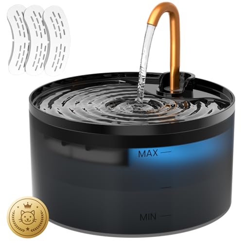 DOOOB Cat Water Fountain for Drinking 2.1L Cat Fountain Ultra Silent Automatic Pet Water Fountain with Copper Faucet Dog Water Fountain with 3 Filters & 3 Sponges for Cats Dogs and Other Pets