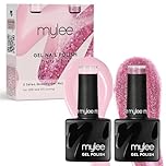 Mylee Gel Nail Polish Duo Set 2x8ml [Pretty In Pink] - UV/LED Soak-Off Nail Art Manicure Pedicure for Professional, Salon & Home Use - Long Lasting & Easy to Apply