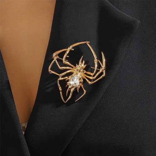 Image of Victorian Style Mother of Pearl Body and Micro Pave Spider Brooches Pins Silver Tone Goth Accessories Pins for Backpacks Aesthetic