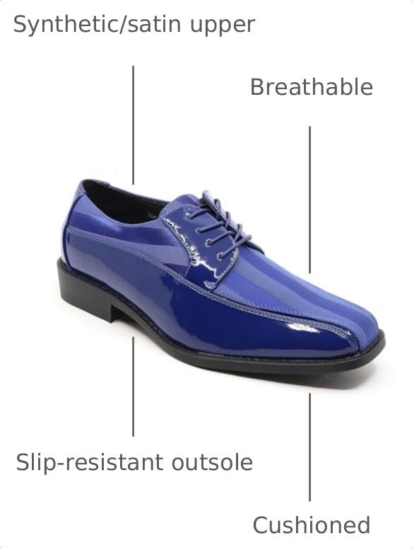 Image of Men's Oxford Lace up Striped Satin Patent Tuxedo Dress Shoes MC-179