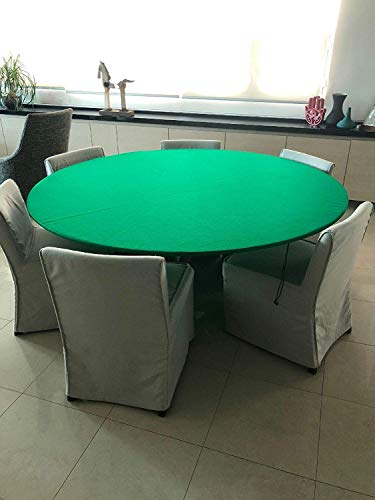 Fitted Round Elastic Edge Solid Green Felt Table Cover for Poker Puzzles Board Games Fits 36 Inch to 48 Inch Round Table and 36 Inch Square Tables