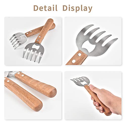 Foto von chaobai Fleisch Krallen Pulled Pork Gabeln Meat Claws BBQ Flaschenöffner Grillguthalter Mit Langer Holzgriff