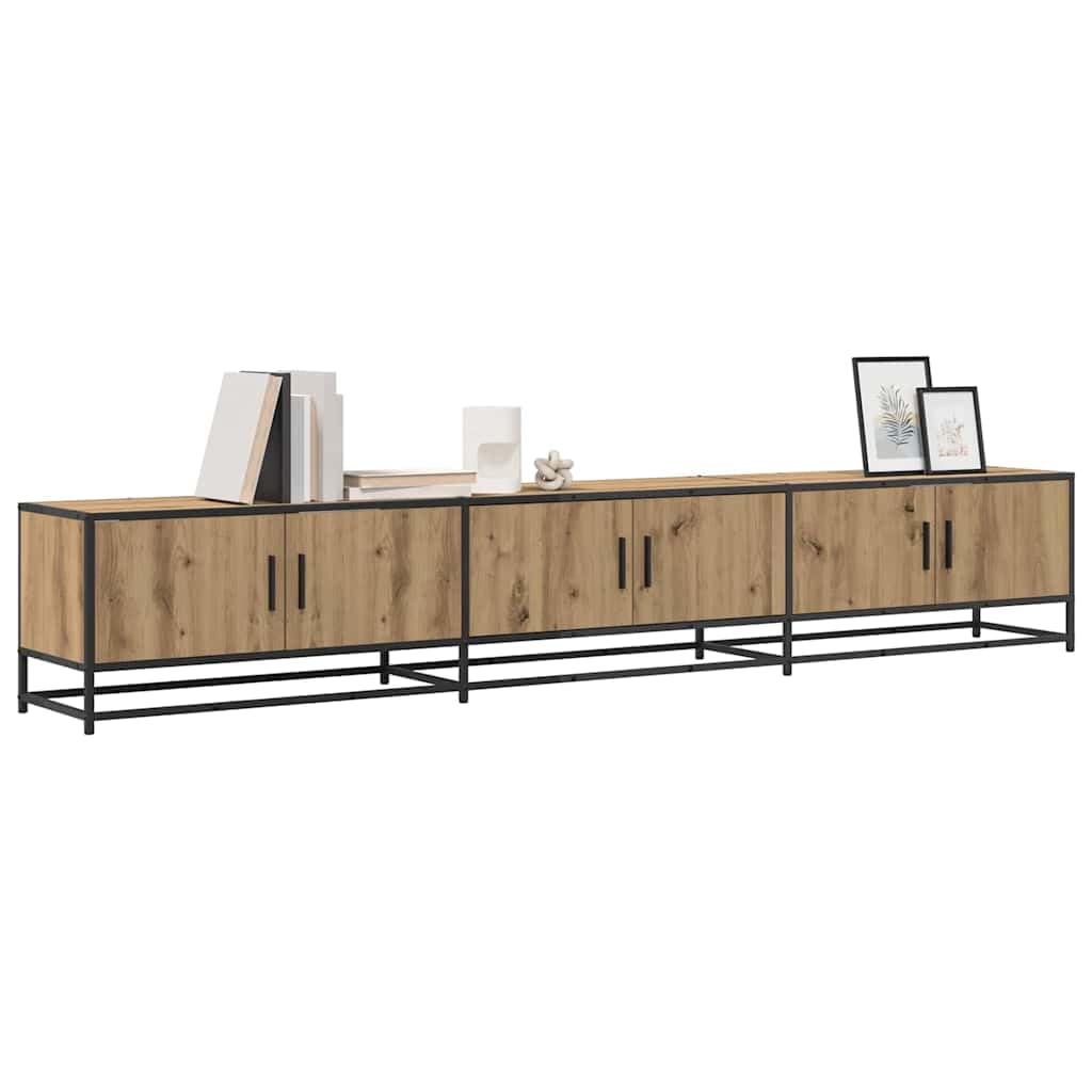 Set di 2 mobili bassi per TV in rovere Artisan, 240 x 35 x 41 cm