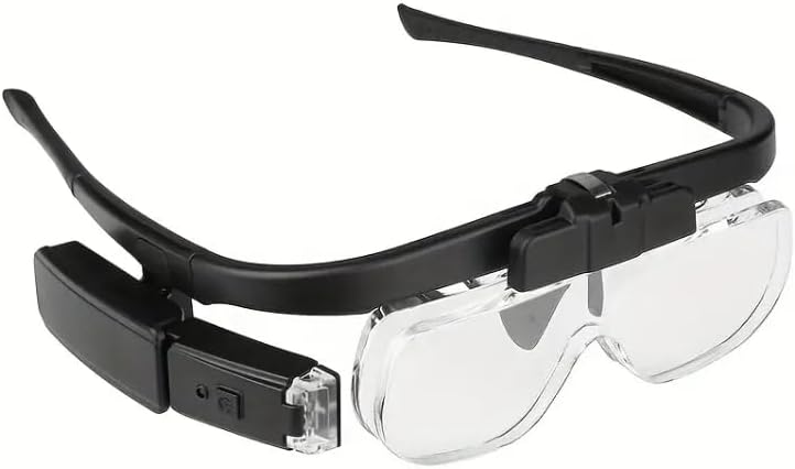 Lighted Magnifying Glasses Headset with Led Light Headband Loupe Magnifier Headlamp Hands-Free for Watch Repair Reading Eyelash Sewing Crafts.
