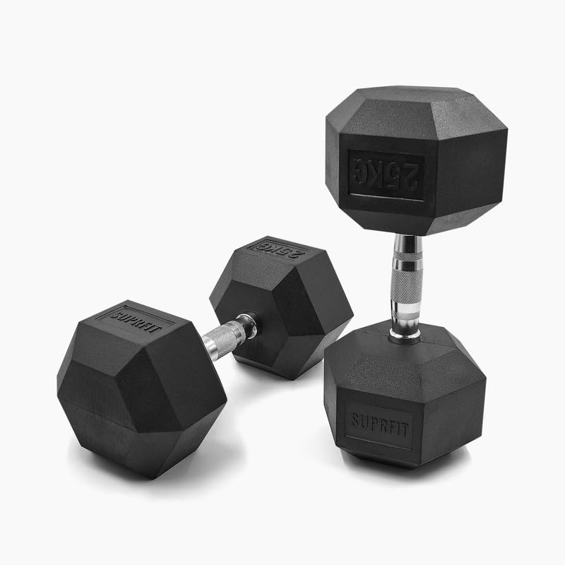 SUPRFIT - Hexagon Kurzhanteln paarweise mit gummiertem Eisenkern - Fitness...