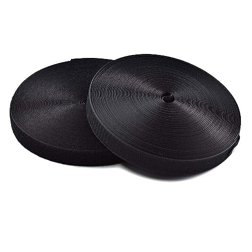 TEAMWILL 2 Roll 11 Yards 1 Inch Wide Black Nylon Heavy Duty Webbing Strap