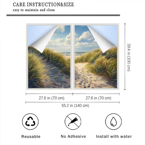 Vinilo decorativo para ventana con diseño playa y naturaleza, pack 2 piezas 27.6x39.4 pulgadas miniatura 2