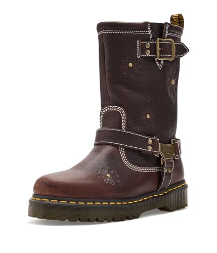 Dr. Martens Womens Anistone Hi Flower Dark Brown UK 4 (US Women's 6) M