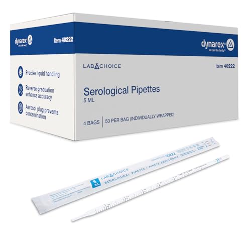 Pipettes sérologiques en plastique bleu 5 ml emballage individuel lot de 200 unités stériles LabChoice