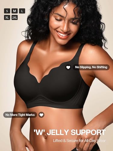 Image of Wireless Jelly Bras for Women No Underwire with Support - S-2XL Seamless Bralettes Everyday Comfort Tshirt Padded Bra