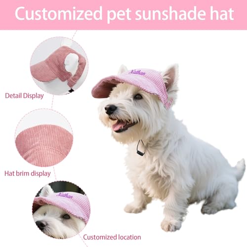 Personalisierte Hundemütze mit Gesticktem Namen Sonnenhut Hund Hundehut Verstellbar Hunde Cappy Hunde Cap Hundeaccessoire Geschenk (B)