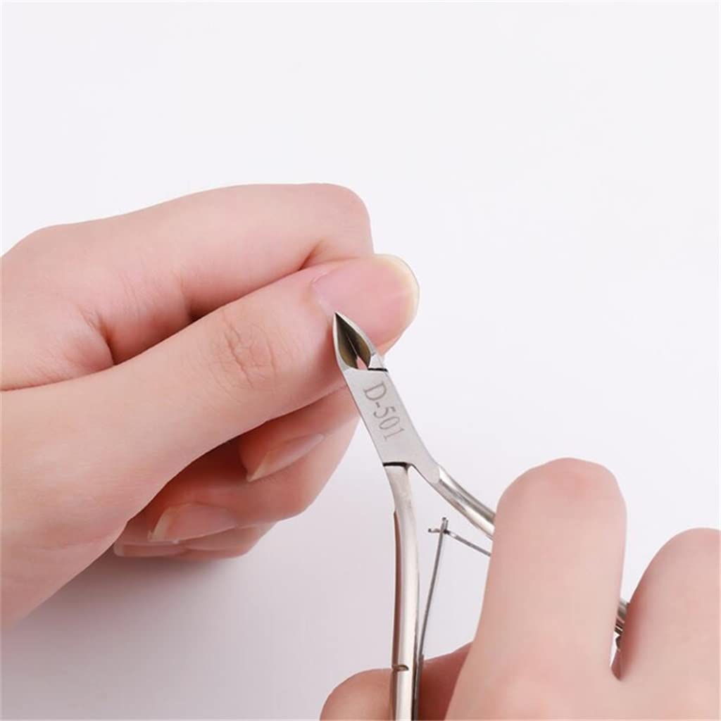 Alicate Profesional para cutículas y uñas de los pies, de Acero Inoxidable, para manicura y pedicura, 9,5 x 6 cm, Color Blanco-melocotón.