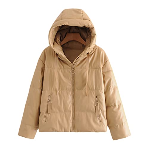 Parka d'hiver femme élégante veste similicuir et coton