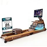 Sportstech Rudergerät Wasser für Zuhause, Deutsche Qualitätsmarke, Eichenholz FSC®-Zertifiziert, authentisches Rudererlebnis, klappbar, LED-Wassertank, 21,5" Display mit App, 360° drehbar, AquaElite
