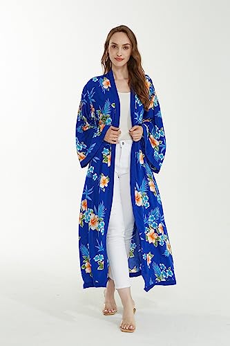 Image of Matchable Family Hawaiian Luau Men Women Girl Boy Clothes in Hibiscus Blue