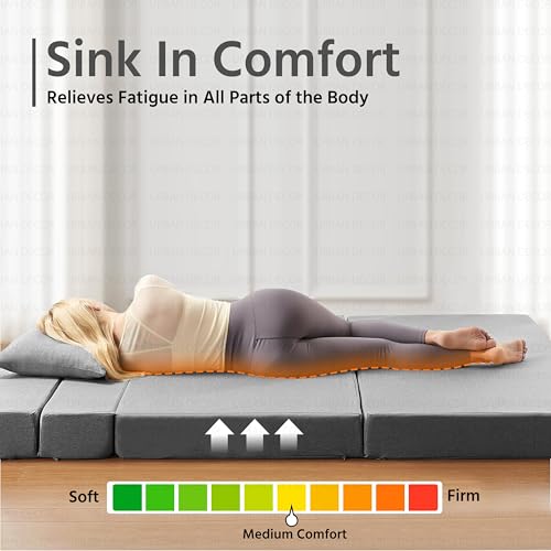 Image of Urban Decor Foldable Sofa Bed 5' X 6' Feet Perfect for Guest Jute Fabric Three Seater Sofa Cum Bed for Home & Office Space-Saving - SCB-3-Grey