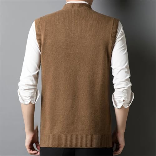 Men’s 100% Wool V-Neck Sweater Vest Fall Winter Sleeveless Lightweight Knit Jumpers2