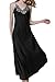 ASHER FASHION Satin Nightgowns for Women Long Silk Nightdress Vintage Lace Chemise Maxi Sleepwear Black L