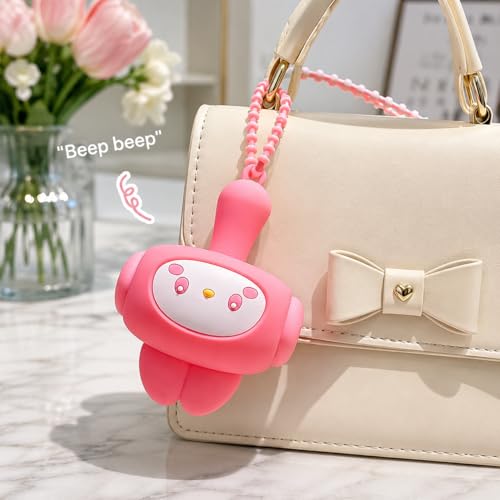 Image of HOUSELY Cute Cartoon Bunny Squeaky Squeeze Toy - Soft Silicone Kawaii Hammer with Sound | Stress Relief Fidget Toy with Beaded Strap, Portable Bag Charm for Kids & Adults, Return Gift - Pink