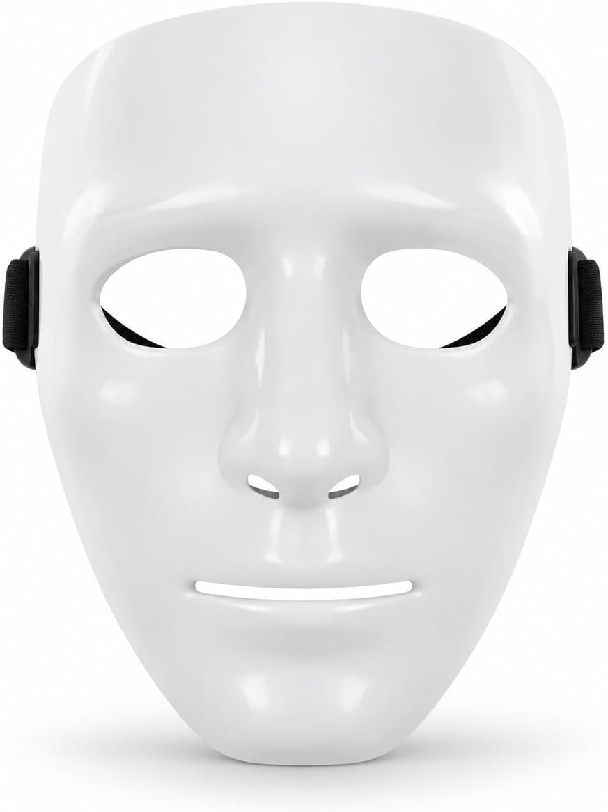 Goldedge Straight Blank Face Halloween Mask, White