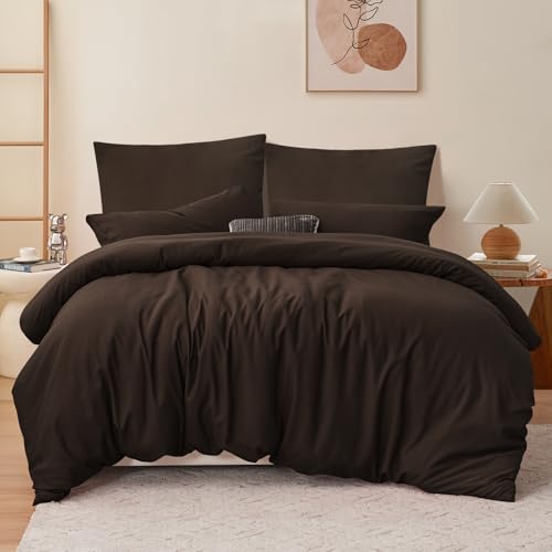 RUIKASI Bettwäsche 200x200 Braun 3teilig - Polyester Mikrofaser...