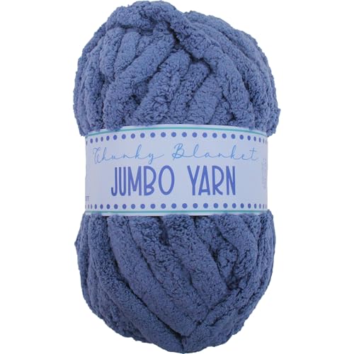 Image of ThreadArt Chunky Chenille Yarn for Hand Knitting, Jumbo, Blue | Soft jumbo chenille yarn for hand knit and crochet. Make blankets, plushies & crochet projects. DIY quick projects.