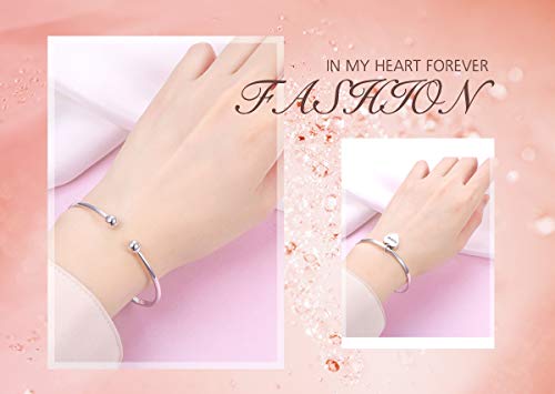 YinShan Easter Gifts Women Cremation Jewelry 925 Sterling Silver Memorial Ashes Keepsake Urn Bangle Bracelet with Heart Drop Pendant Engraved in My Heart Forever2