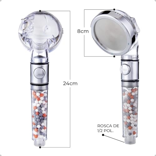 Ducha Pet Shop Pure Bio Shower ® Original com Mangueira Inox Com Botão Acionador Esferas Minerais Fi