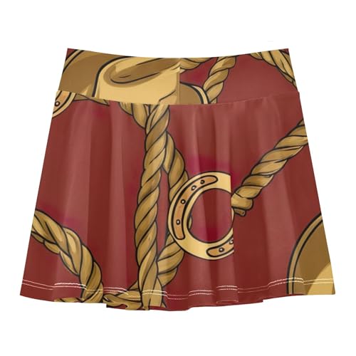 Tennis Skirts Kids Vintage Cowboy Hats Brown Athletic Shorts for Girls Skorts Print School 4t2