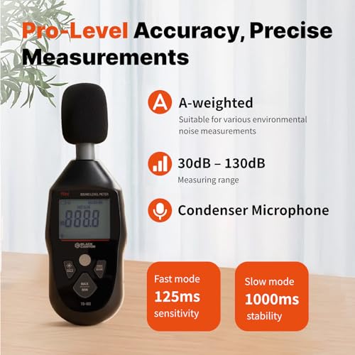 Image of BLACK CANYON Sound Level Meter - Digital DB Meter, Sound Decibel Meter, Decibel Reader, Noise Decibel Reader, 30-130dB, 30Hz-8kHz, A-Weighting,Auto Power-Off, LCD Display (Classic Black)
