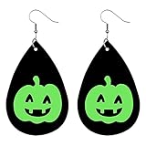Yowablo Halloween leuchtende Ohrringe Kürbis lustige Lederohrringe Tagesgeschenk Traumfänger Ohrringe