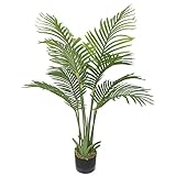 Decovego Künstliche Palme groß Kunstpalme Kunstpflanze Palme künstlich wie echt Plastikpflanze Arekapalme 100 cm hoch Balkon Dekoration Deko