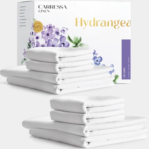Carressa Linen 600 Series 2 Pack Full Size Sheets, 16" Deep Pocket, White
