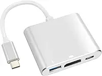 Adaptador USB-C para HDMI 4K USB 3.0 e Tipo-C Hub 3 em 1 Carregamento rápido Compatível com MacBook Notebook Transmissão de Vídeo 4K Premium
