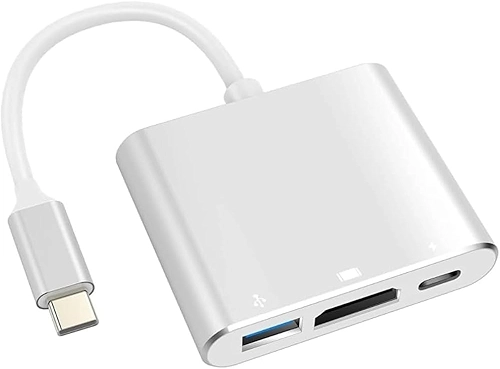 Adaptador USB-C para HDMI 4K USB 3.0 e Tipo-C Hub 3 em 1 Carregamento rápido Compatível com MacBook Notebook Transmissão de Vídeo 4K Premium