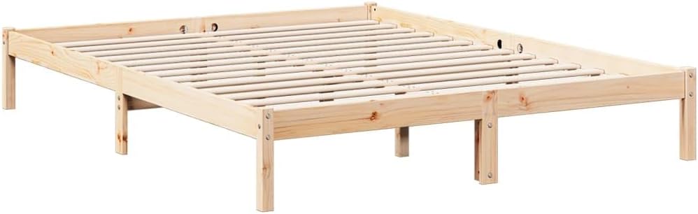 vidaXL Extra Long Bed Frame - Solid Pine Wood - 140x210 cm
