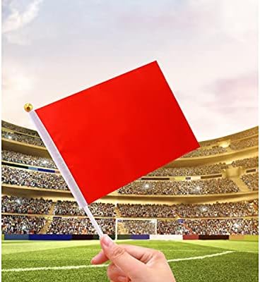 SCSpecial Small Flags 25 Pieces Mini Handheld Flags on Stick 8.2 Inch x 5.5 Inch Outdoor Flags for Parades and Decoration (Red)