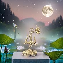 Brass Trishul Statue with Damru and Om Symbol, 4-Inch Decorative Figurine, Religious Car Dashboard Statue