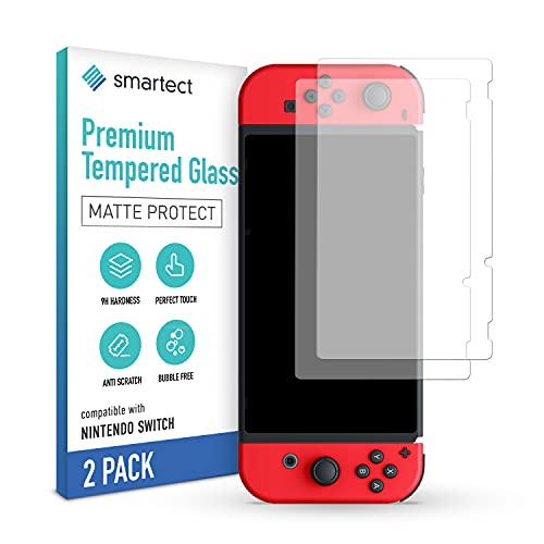 SmarTect Schutzglas [2 STÜCK - MATT] kompatibel mit Nintendo Switch 2019/2018 / 2017 - Tempered Glass 9H - Schutzfolie blasenfrei - Display Glas Anti Fingerabdruck Cover