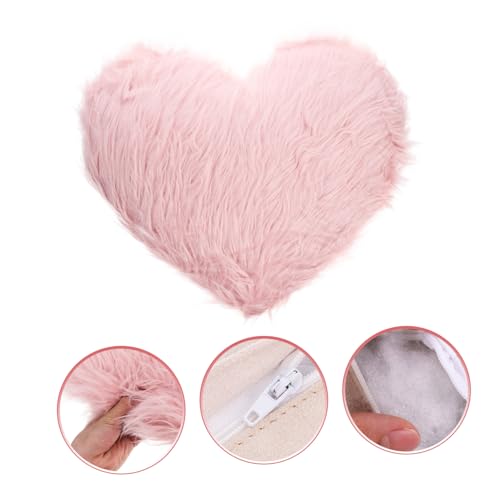 Coussin coeur peluche doux en coton PP déhoussable pour canapé
