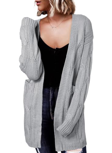 Image of Dokotoo Women Long Cardigan Open Front Knit Sweater 2026,Gray,Large