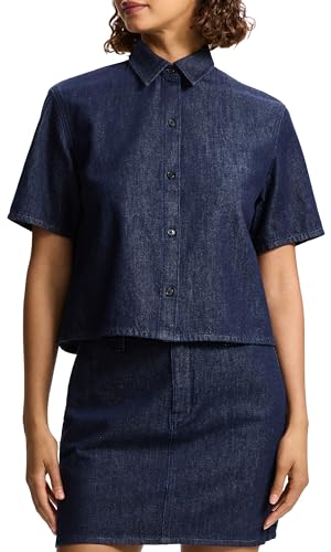 Theory Women's Boxy Short Sleeve Shirt Indigo
