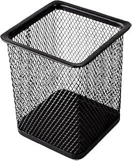 حامل مكتب معدني لتنظيم المكياج - حامل اقلام مربع للفرش واللوازم المكتبية والقرطاسية وتخزين مستحضرات التجميل للنساء والفتيات والطلاب والاستخدام المنزلي او المكتب